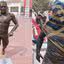 A estátua do ex-jogador antes e depois de ser vandalizada