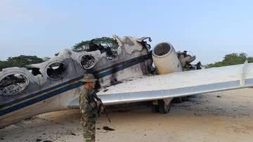 Imagem do avião mexicano abatido na Venezuela - Reprodução/X/@dhernandezlarez