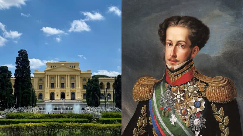 O Museu do Ipiranga (à esqu.) e Dom Pedro I (à dir.) - Vitor Lima e Simplício Rodrigues de Sá - Museu Imperial de Petrópolis