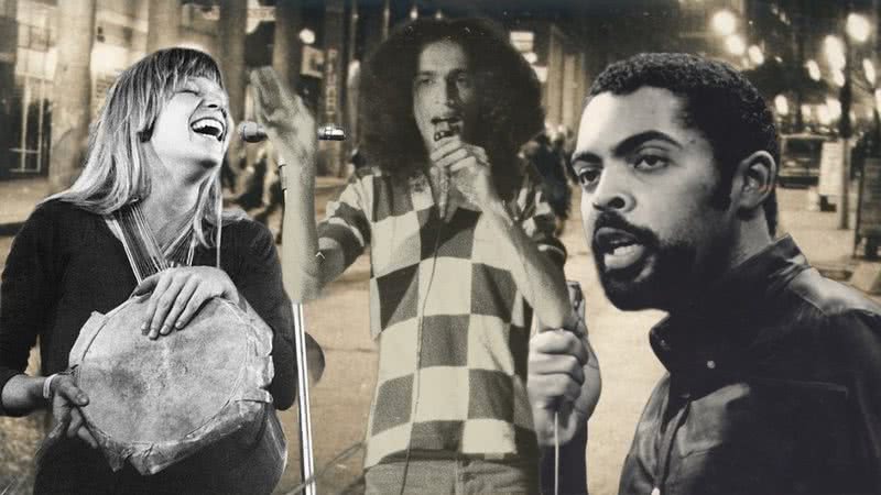 Rita Lee, Caetano Veloso e Gilberto Gil, respectivamente - Domínio Público via Wikimedia Commons