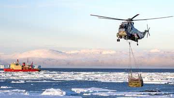 Imagem de um helicóptero Armada Argentina na Península Antártica - Reprodução/Exército argentino