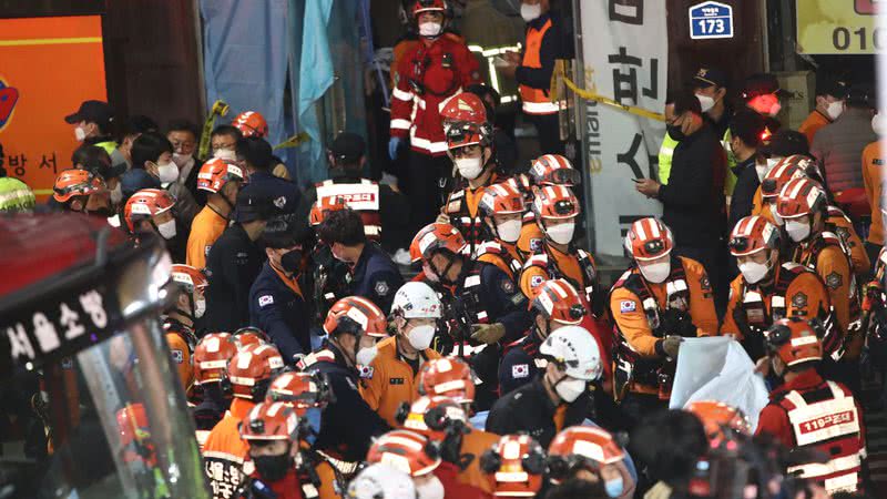 Fotografia tirada no Haloween de 2022 em Seul - Getty Images