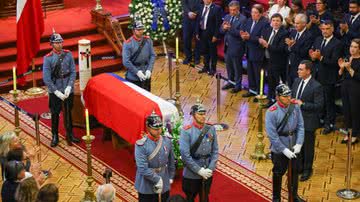 Imagem do velório de Sebastián Piñera, realizado na sede do Congresso Nacional - Getty Images