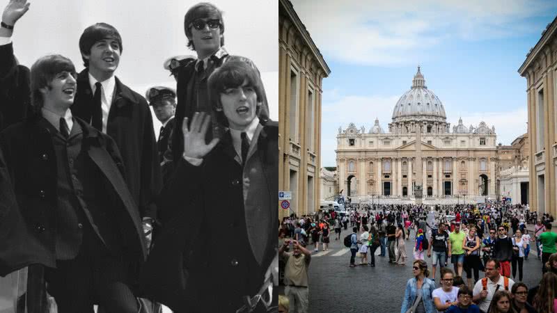 Os Beatles em foto icônica e registro da Basílica de São Pedro - Getty Images e Pixabay