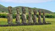 Estátuas moai na Ilha de Páscoa - Foto por Mike W. via Wikimedia Commons