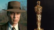 Imagem do filme Oppenheimer (à esqu.) e foto da estatueta do Oscar (à dir.) - Divulgação e Getty Images