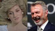 Montagem mostrando Diana e Sam Neill - Divulgação/ BBC e Getty Images