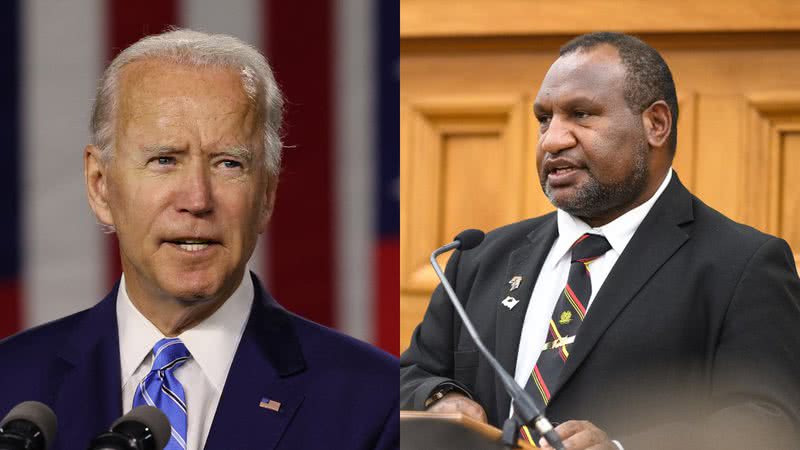 Joe Biden, presidente dos Estados Unidos, e James Marape, primeiro-ministro de Papua-Nova Guiné - Getty Images