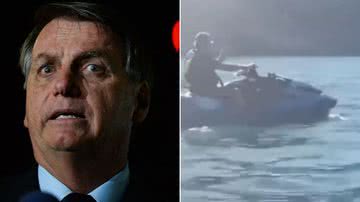 Montagem com foto de Bolsonaro em moto aquática - Getty Images e Reprodução/Video/Redes Sociais