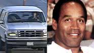 O carro branco do jogador e o próprio O.J. Simpson, que faleceu recentemente - Reprodução / YouTube / Inside Edition e Domínio Público