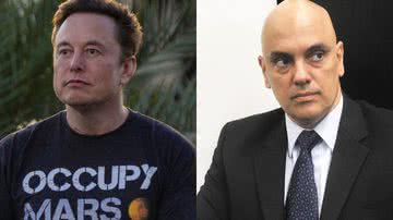 Elon Musk (à esqu.) e Alexandre de Moraes (à dir.) - Getty Images e Jane de Araújo/Agência Senado