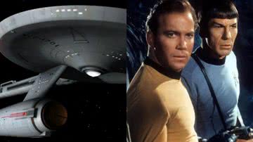 A nave de Star Trek e os personagens James T. Kirt e Spock - Divulgação / Paramount Global