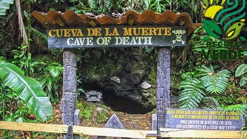 Placa na entrada da Caverna da Morte - Divulgação/Recreo Verde