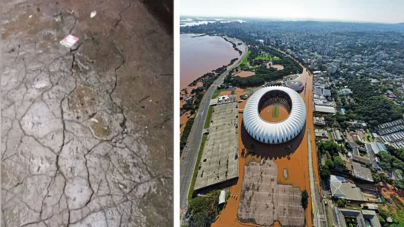 Rachaduras ameaçam municípios do Rio Grande do Sul, que já vem sofrendo com inundações - Divulgação e Getty Images