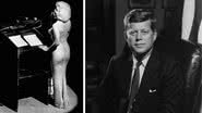 Marilyn Monroe no aniversário de John F. Kennedy; à direita, o presidente JFK - Getty Images