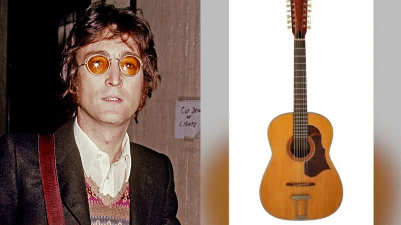 John Lennon (à esqu.) e o violão (à dir.) - Getty Images e Julien’s Auctions