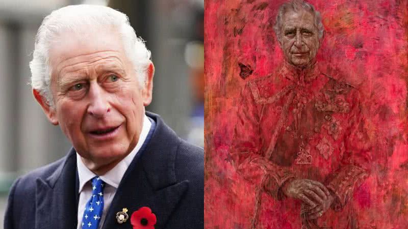 O rei Charles III e o seu primeiro retrato oficial - Getty Imagens e Reprodução / Jonathon Yeo