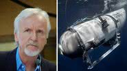 James Cameron e o submersível Titan - Wikimedia Commons/Angela George e Divulgação/OceanGate