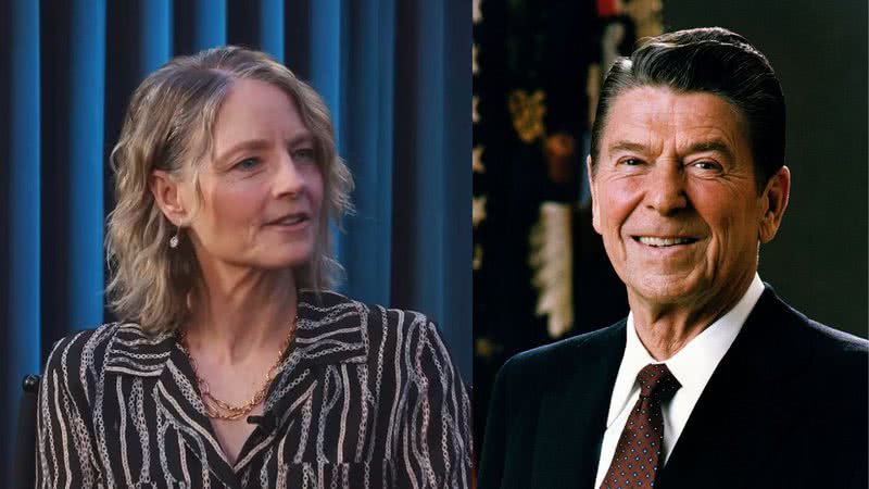 A atriz Jodie Foster e o ex-presidente americano Ronald Reagan - Divulgação/Youtube/Deadline Hollywood e Wikimedia Commons/Michael Evans