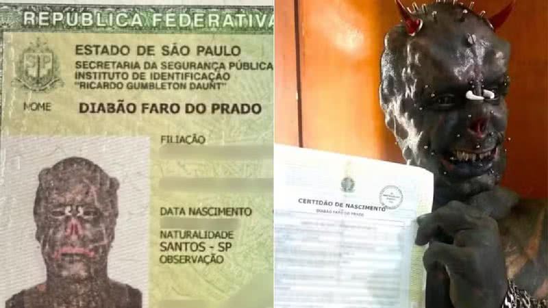 'Diabão' mudou seu nome no RG e na certidão de nascimento - Foto: Diabão Prado