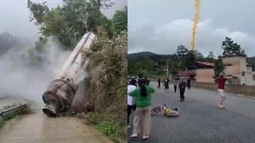 Imagens dos destroços que atingiram a vila - Reprodução/Vídeo/Redes Sociais