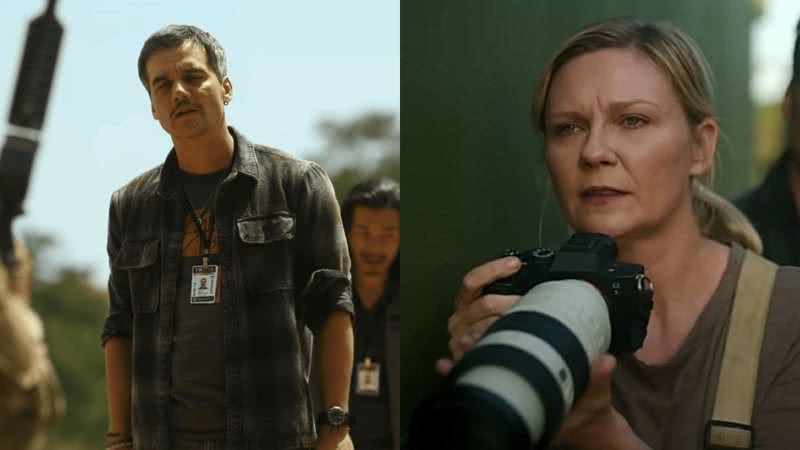 Wagner Moura e Kirsten Dunst em 'Guerra Civil' (2024) - Reprodução/A24