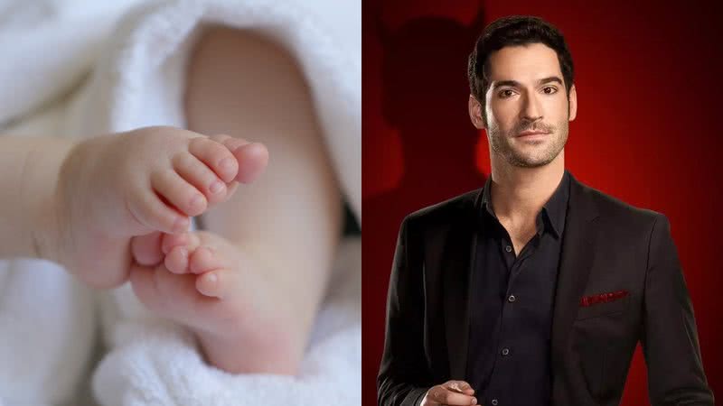 Imagem ilustrativa de bebê e Tom Ellis como Lúcifer, da série da Netflix - Foto de Marjonhorn, via Pixabay e Divulgação / Netflix