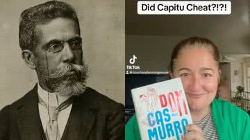 Machado de Assis (à esqu.) e a influencer (à dir.) - Domínio Público e Reprodução/Vídeo