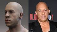 Suposta recriação em 3D e o ator Vin Diesel, respectivamente - Reprodução/X/@AlamoNYC e Getty Images