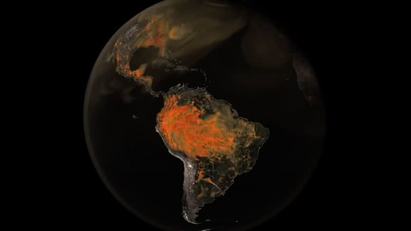 Imagens divulgadas pela NASA mostram formação de 'nuvem' de CO2 - Reprodução/ NASA Goddard