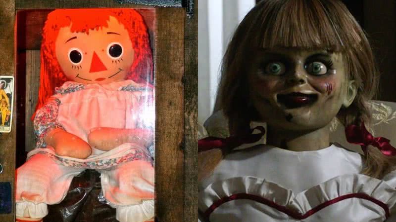 A verdadeira Annabelle (à esqu.) e a boneca do filme (à dir.) - Reprodução e Divulgação