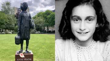 Estátua que foi vandalizada e fotografia de Anne Frank - Foto por Citius Altius Fortius pelo Wikimedia Commons / Domínio Público via Wikimedia Commons