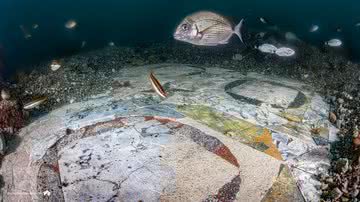 Fotografia do piso de mármore em vila romana submersa - Reprodução/Parco Archeologico Campi Flegrei/Edoardo Ruspantini