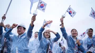 Delegação da Coreia do Sul durante a abertura dos Jogos Olímpicos de Paris - Getty Images