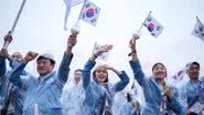 Delegação da Coreia do Sul durante a abertura dos Jogos Olímpicos de Paris - Getty Images