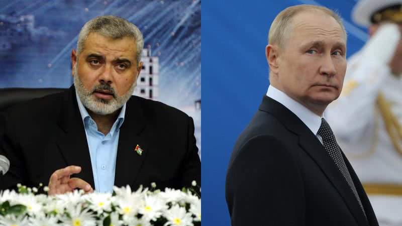 Ismail Haniyeh, chefe do Hamas, e o presidente russo Vladimir Putin - Getty Images