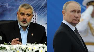 Ismail Haniyeh, chefe do Hamas, e o presidente russo Vladimir Putin - Getty Images