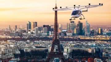 Táxi voador sobrevoando Paris - Divulgação/Velocopter