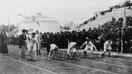 Registro da corrida de corrida de 100 metros em 1896, em Atenas - Getty Images