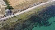 Fotografia aérea da área em que porto militar romano foi descoberto na Turquia - Divulgação/DHA