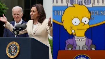 Kamala Harris e Joe Biden, e Lisa Simpson - Getty Images / Reprodução/Fox Broadcasting Company