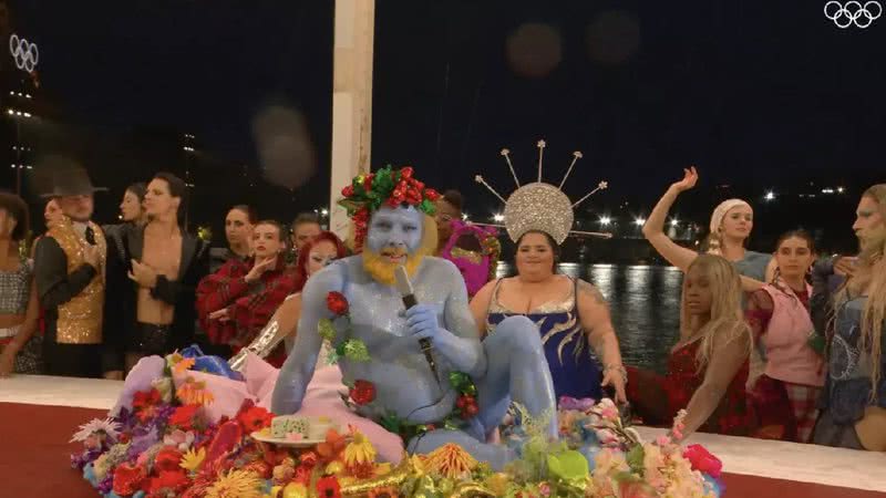 Cena da reinterpretação da 'Santa Ceia' na abertura das Olimpíadas - Reprodução/Vídeo/X