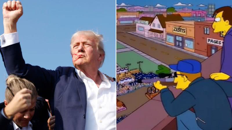 Atentado contra Trump e cena de Os Simpsons - Getty Images e Reprodução/Redes Sociais