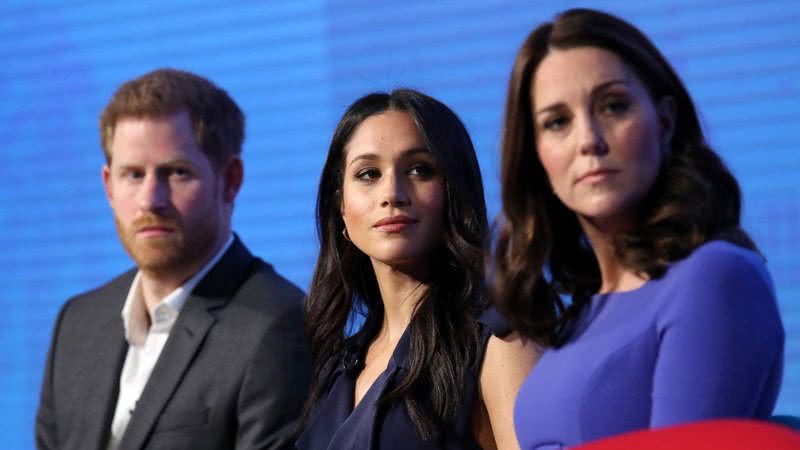 Príncipe Harry, Meghan Markle e Kate Middleton em evento em 2018 em Londres, Inglaterra - Getty Images