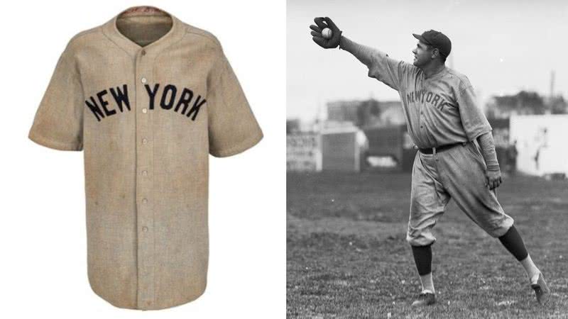 Camisa de Babe Ruth, astro da equipe de beisebol New York Yankees na década de 1930, é leiloada - Divulgação/Heritage Auctions; Getty Images