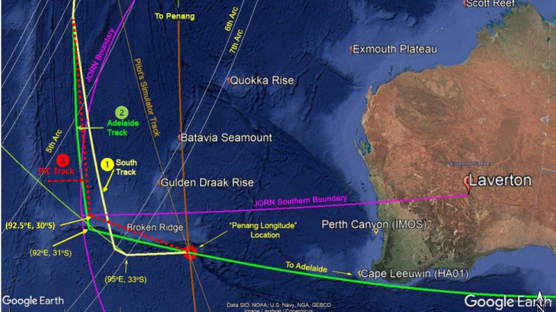 Cientista publica mapa indicando localização proposta do voo MH370 em ponto vermelho - Reprodução/LinkedIn (@VincentLyne)