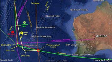 Cientista publica mapa indicando localização proposta do voo MH370 em ponto vermelho - Reprodução/LinkedIn (@VincentLyne)