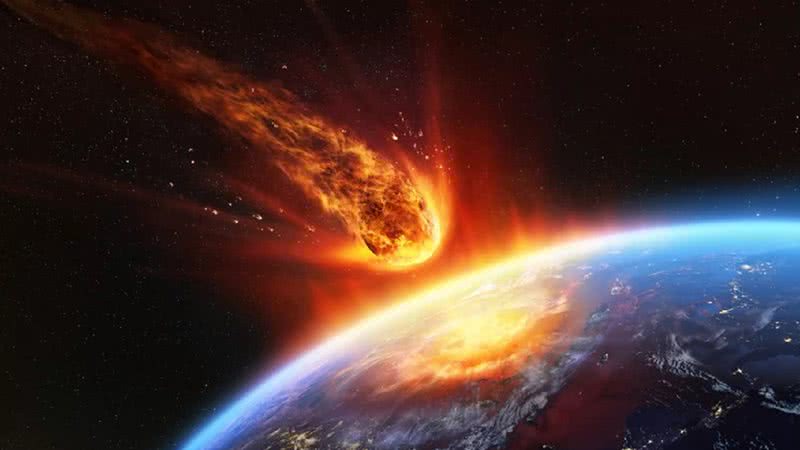 Representação de asteroide atingindo a Terra - Getty Images