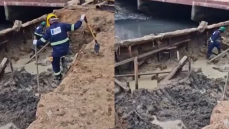 Imagens das obras no Parque Linear, em Belém - Reprodução/Vídeo/X/@belematualidade