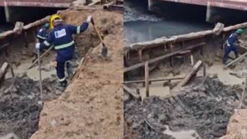 Imagens das obras no Parque Linear, em Belém - Reprodução/Vídeo/X/@belematualidade